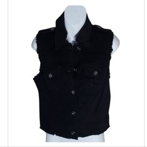 NWT Baccini Black Denim Raw Hem Vest ~sz M